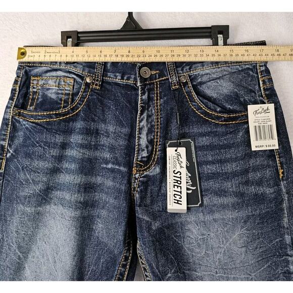 True Luck Jeans Straight Leg Men's Size 34x30 Medium‎ Blue Flap Pockets Nwt. - Picture 8 of 10